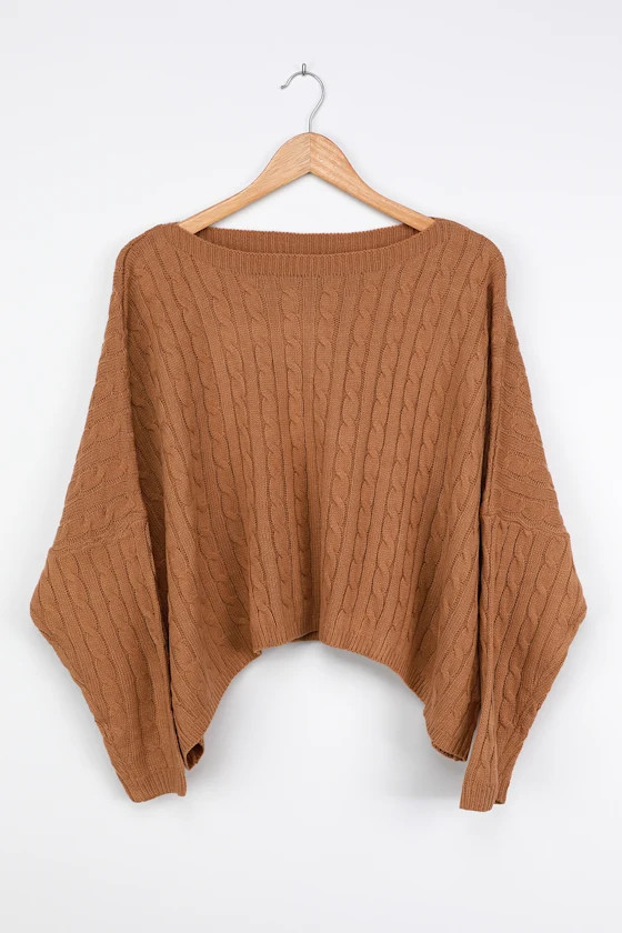 Crisp Air Camel Cable Knit Oversized Sweater | Lulus (US)