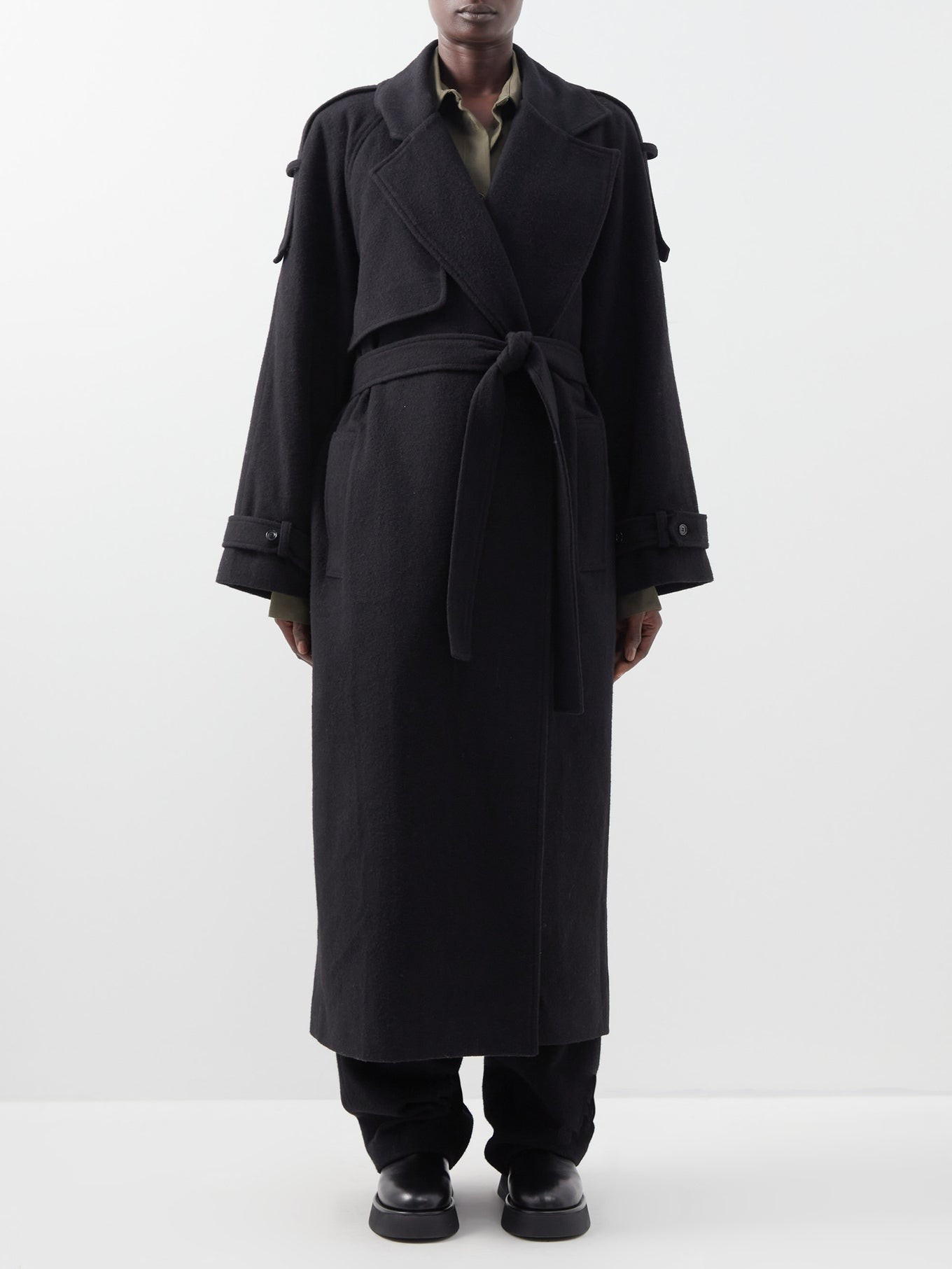 Suzanne belted wool-blend felt trench coat | The Frankie Shop | Matches (UK)