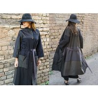 Patchwork Coat/Handmade Women Large Belted Colour Block Fall Autumn Oversized | Etsy (US)