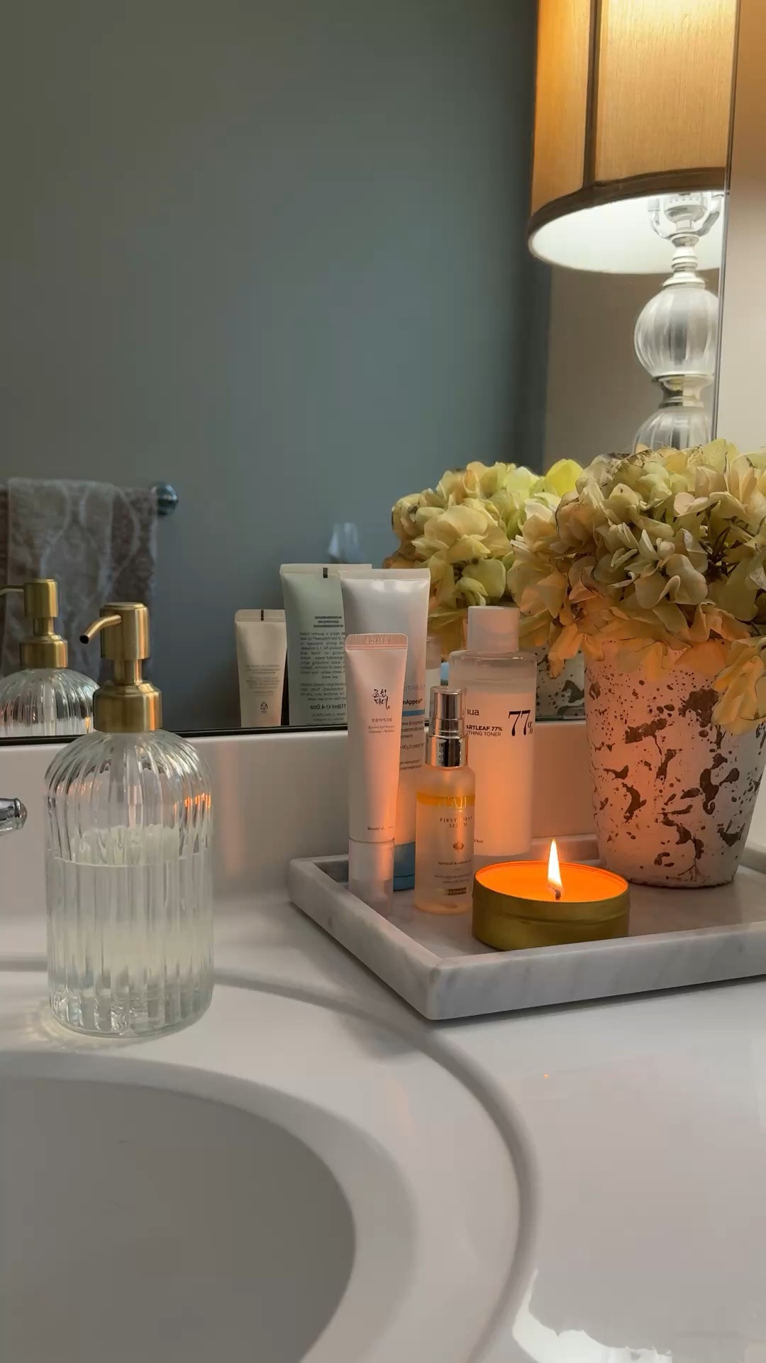 Pretty Bathroom 
Yes small changes make a difference! Marble tray and soap dispensers can make a big difference!
#soap #dispenser #tray

#LTKHome