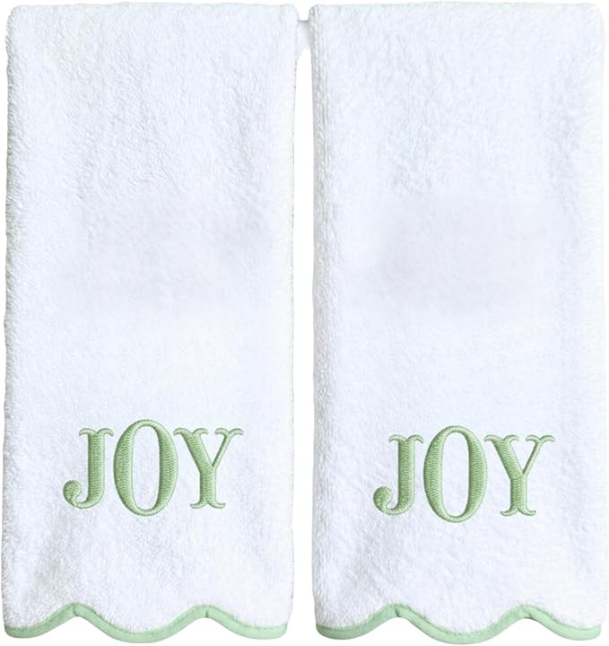 Lotus Linen Monogrammed Hand Towels for Bathroom, 2 Pieces, Scallop Piping, 620 GSM, Luxury Soft,... | Amazon (US)