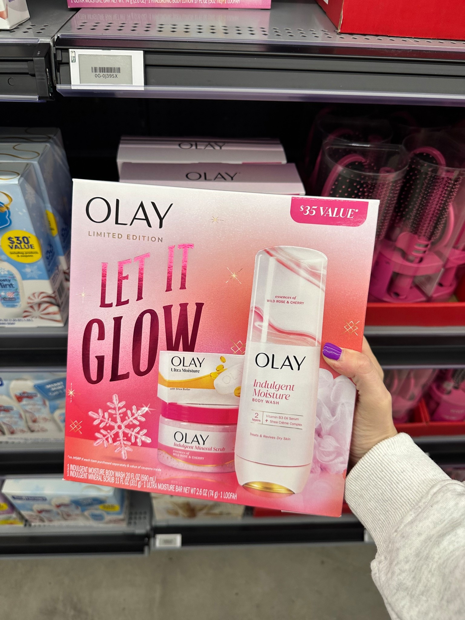 Love this gift set from Olay! Great sticking stiffer! It comes with 1 Olay Wild Rose and Cherry Moisture Body Wash, 20oz, and 1 Wild Rose and Cherry Olay Indulgent Mineral Scrub, 11oz, and 1 Olay Ultra Moisture Shea Butter Beauty Bar! On sale for only $15!

#LTKCyberWeek #LTKGiftGuide #LTKFindsUnder50