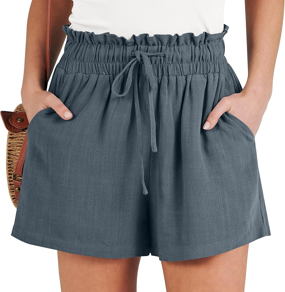 ANRABESS Women Linen Shorts, Wide Leg High Waist Loose Elastic Drawstring Casual Dressy 2026 Summ... | Amazon (US)