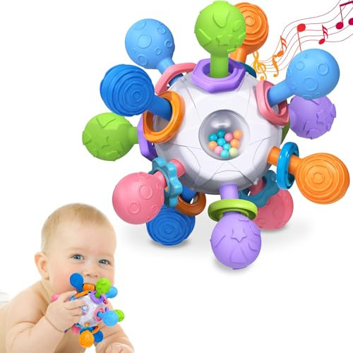 Baby Teething Toys for 0-6 6-12 Months Ages 0-2, Tummy Time Montessori Toys for Babies 0 3 6 9 12 18 Months, Newborn Infant Sensory Toys Easter Basket Stuffers Gifts for Boys Girls | Amazon (US)