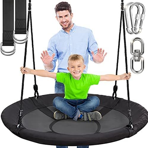 Amazon.com: SereneLife 40 Inch Giant Outdoor Saucer Tree Swing with Hang Kit and Center Spinner -... | Amazon (US)
