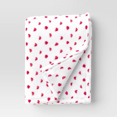 Recycled Poly Printed Lips Plush Throw Ivory/Red - Room Essentials™ | Target