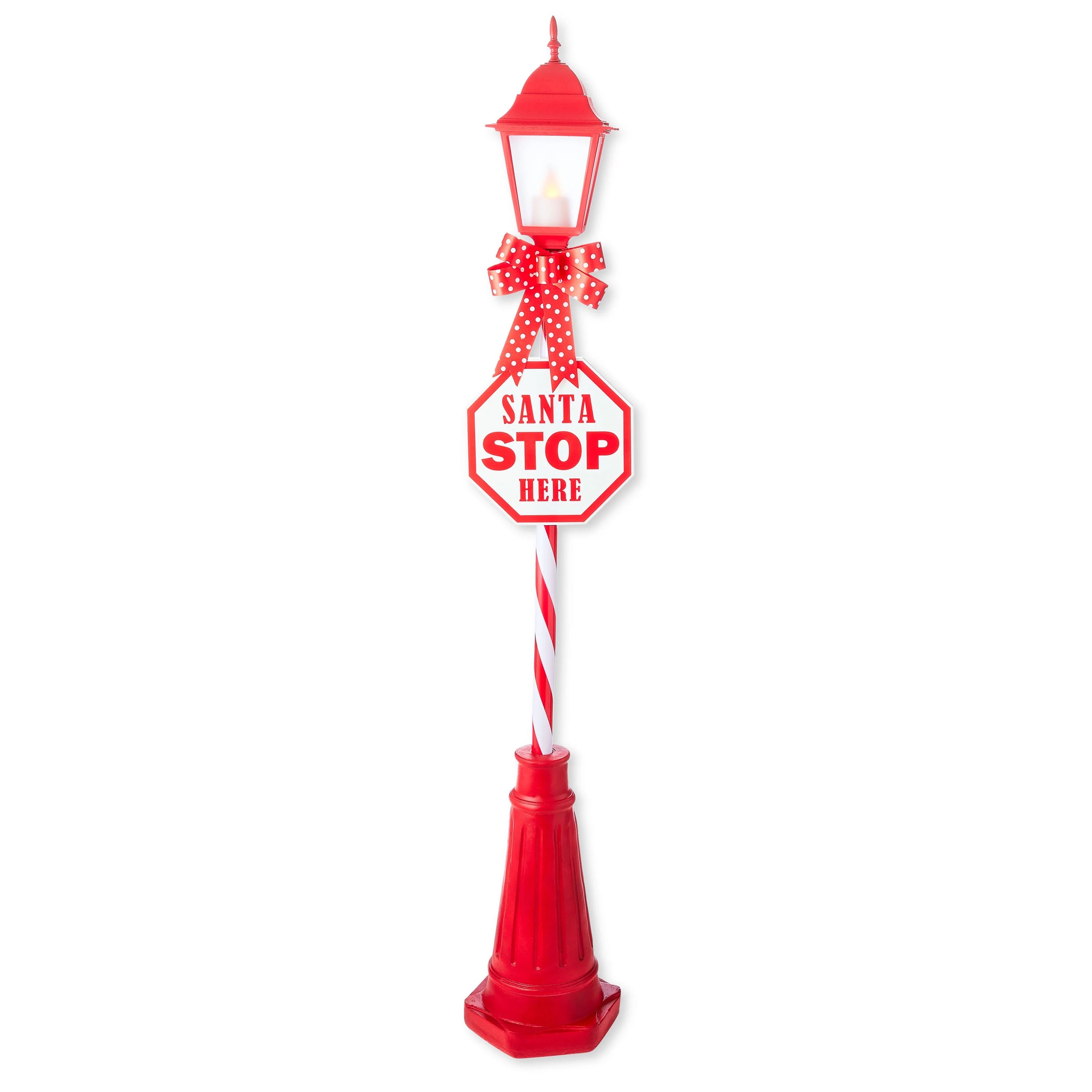 Pre-Lit Santa Stop Lamp Post with Timer, 5 ft, by Holiday Time | Walmart (US)