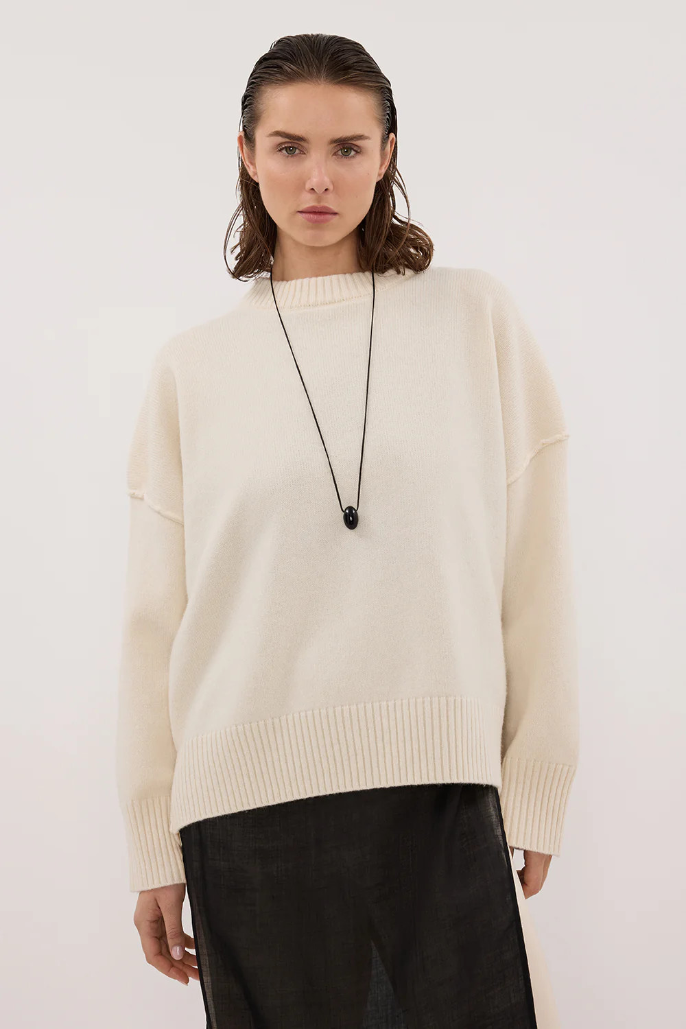 PAIGE CREAM WOOL KNIT JUMPER | DISSH