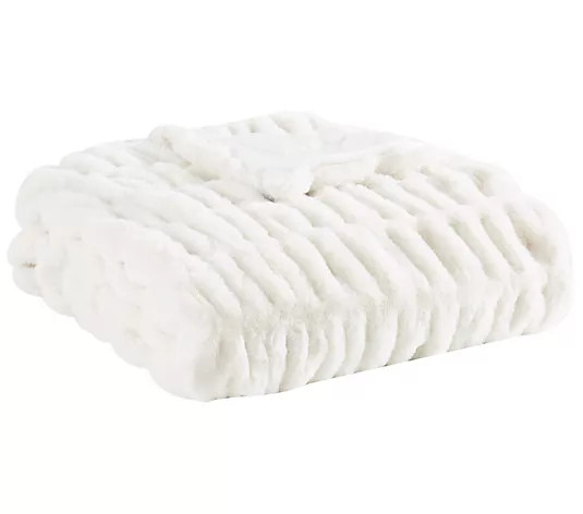 Badgley Mischka Home Ruched Faux Rabbit Fur 50x0 Throw - QVC.com | QVC
