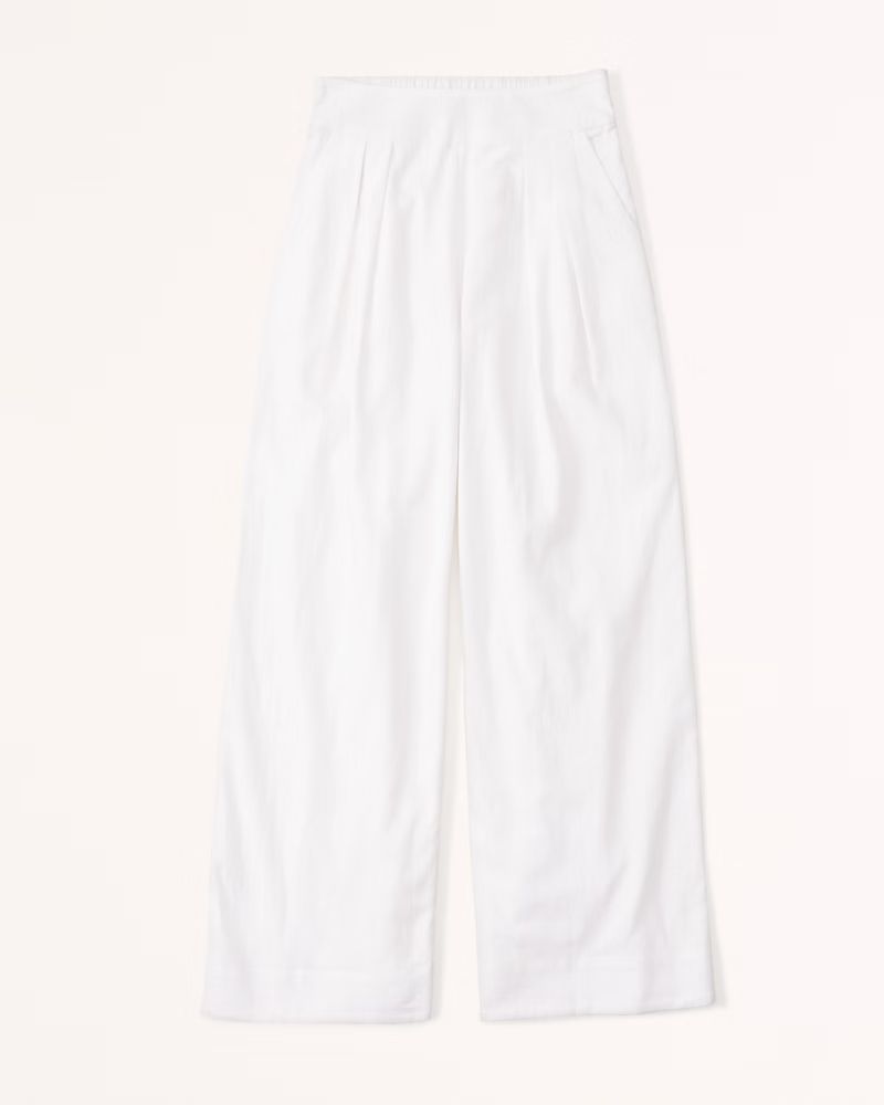 Linen-Blend Pleated Ultra Wide-Leg Pant | Abercrombie & Fitch (US)