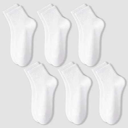TELOLY 6Pairs Women s White Ankle Socks Breathable Cotton Ankle Socks Seamless Design for Comfort | Walmart (US)