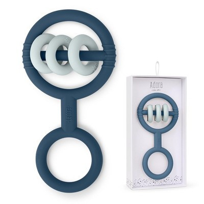 Silicone Baby Rattle Teething Toys - Cute Shaped Teething Relief for 0-6 Months, Easy to Clean Teether Ring - Newborn Essentials (Denim) | Target