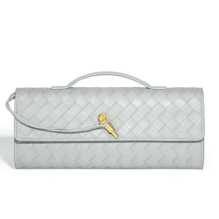 Trendy Woven Evening Clutch Purses for Women Evening Bags Handbags PU Leather Purse with Removabl... | Amazon (US)