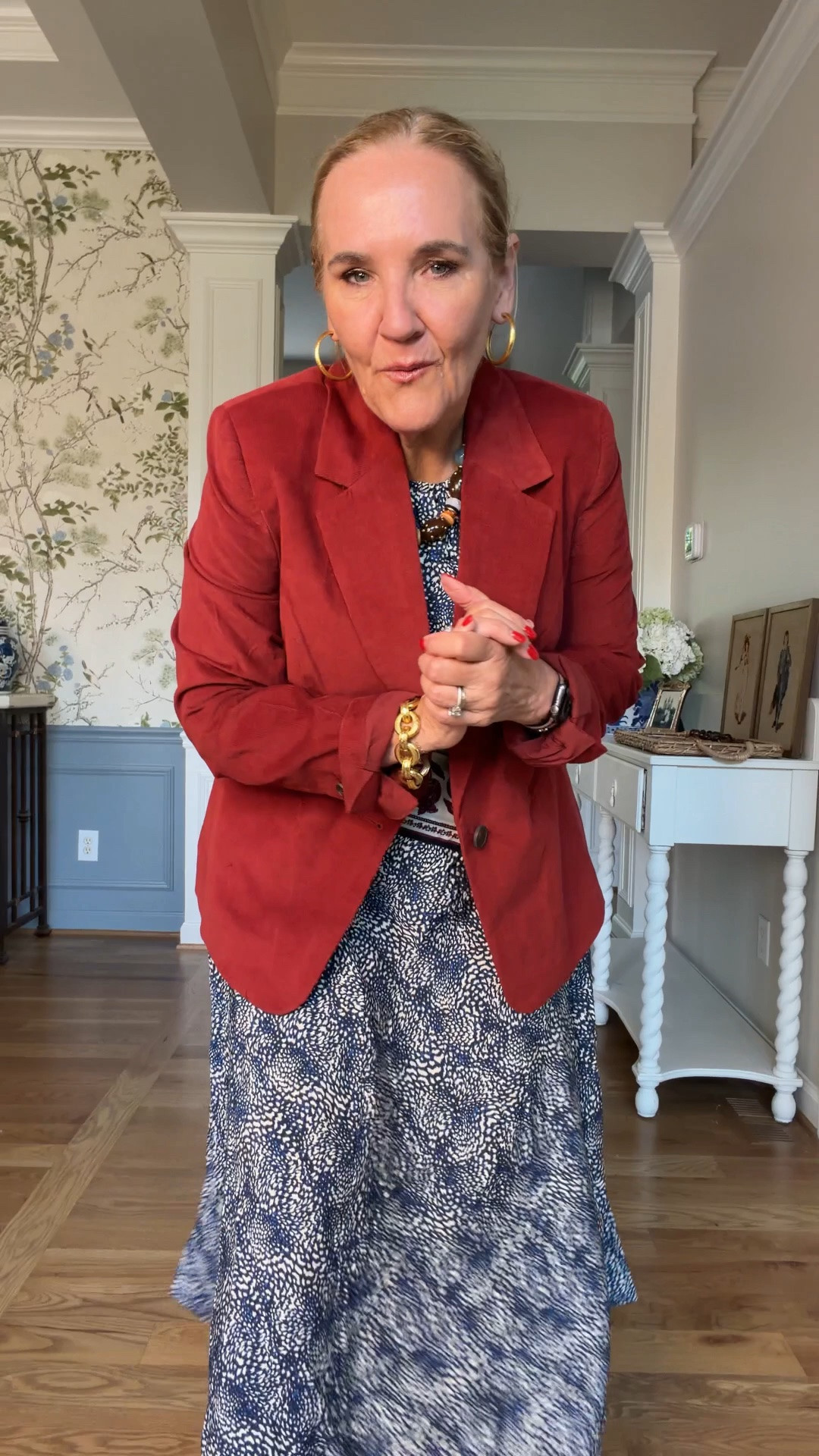 Wearing size medium, and all. The blazer is a bit fitted. I am not able to wear a sweater underneath just a lighter weight  blouse.

Affordable fashion, scarf tip

#LTKootd #LTKOver40 #LTKMidsize