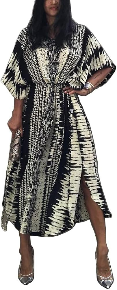 Jecarden Long Kaftan Dress Caftan Plus Size Dress Women Casual Boho Summer Oversize Dress Kaftan Nig | Amazon (US)