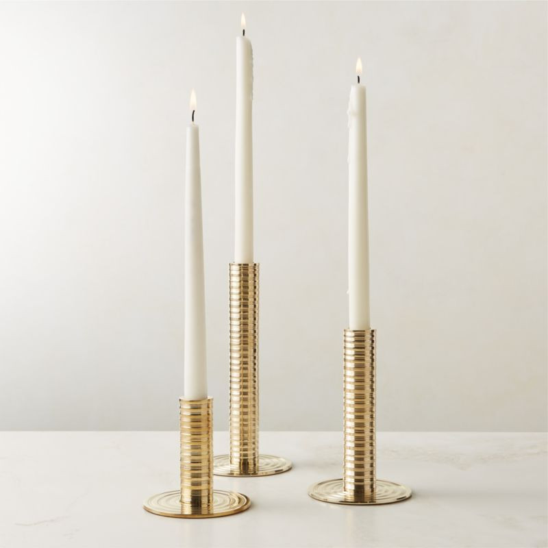 Spencer Brass Taper Candle Holders | CB2 | CB2