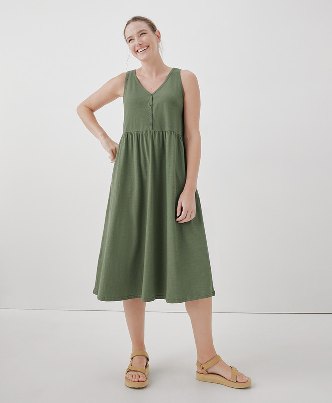 Women’s Relaxed Slub Henley Tank Dress made with Organic Cotton | Pact | Pact Apparel