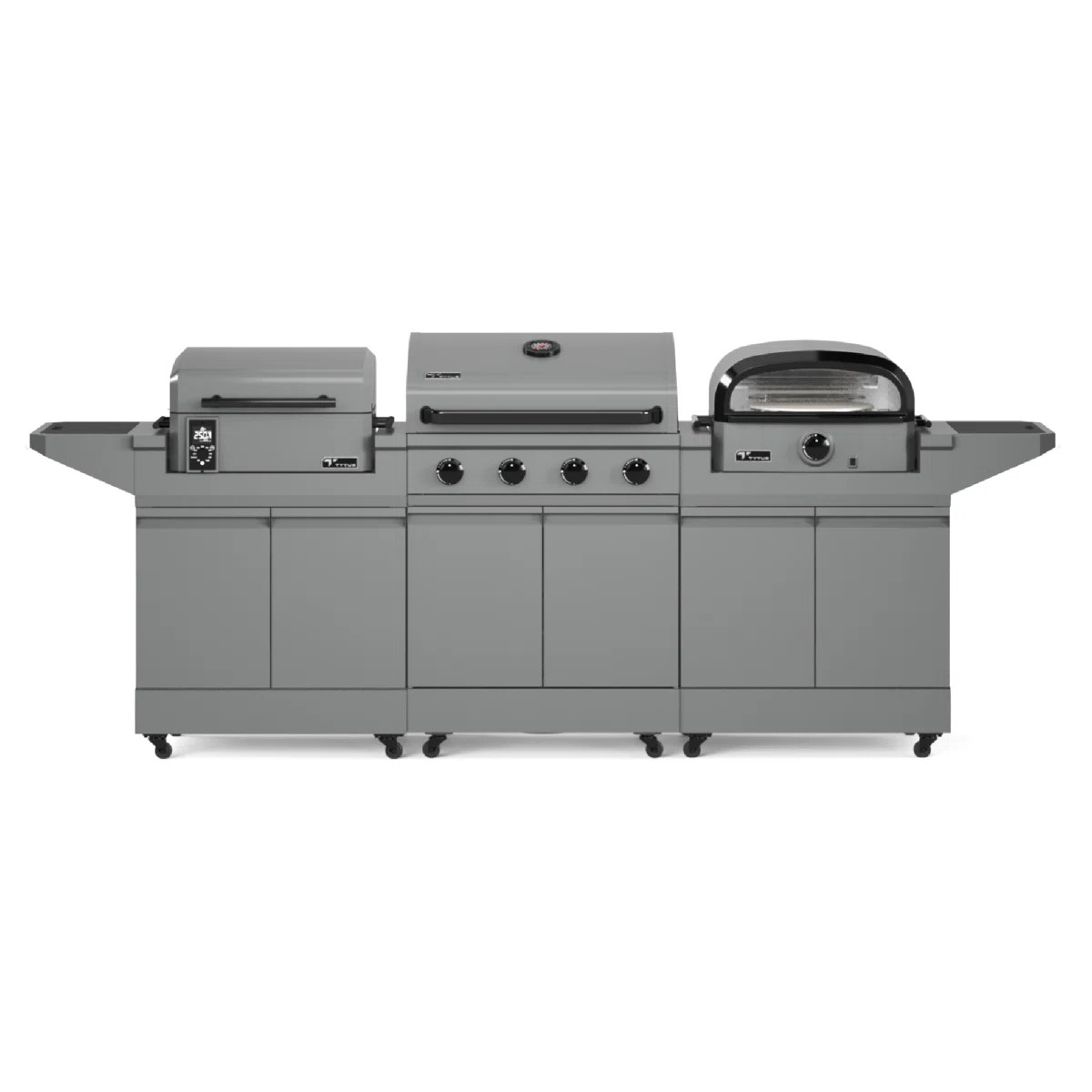 TYTUS Modular 4-Burner Gas Grill, Pellet Smoker with Cart and Pizza Oven with Cart | Wayfair North America