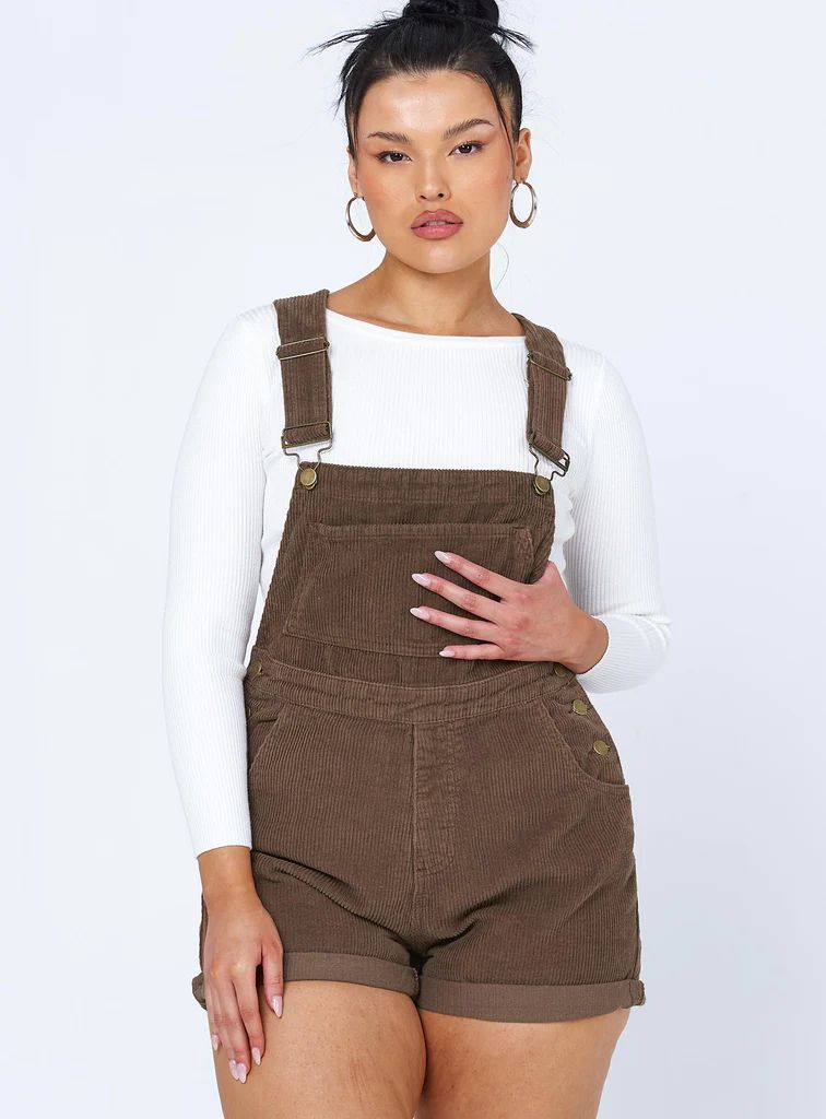 Kacey Overalls Brown | Princess Polly US