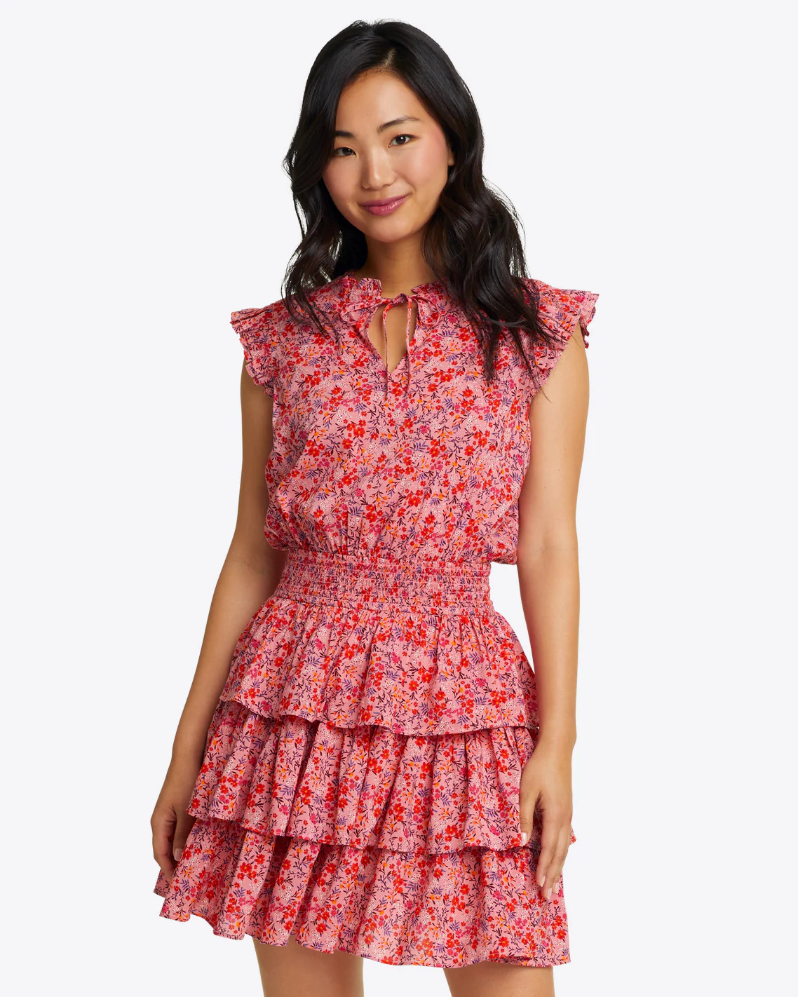 Alana Tiered Mini Dress in Pansy Floral | Draper James (US)