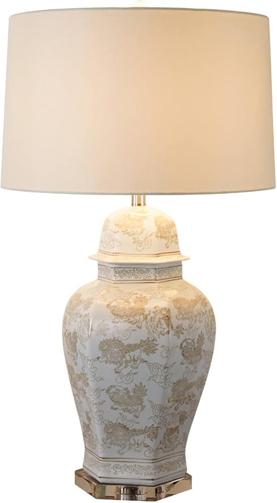 31.3" Floral Table Lamp Blue and White Porcelain Ceramic Table Lamp Vintage Asian Chinese Style G... | Amazon (US)