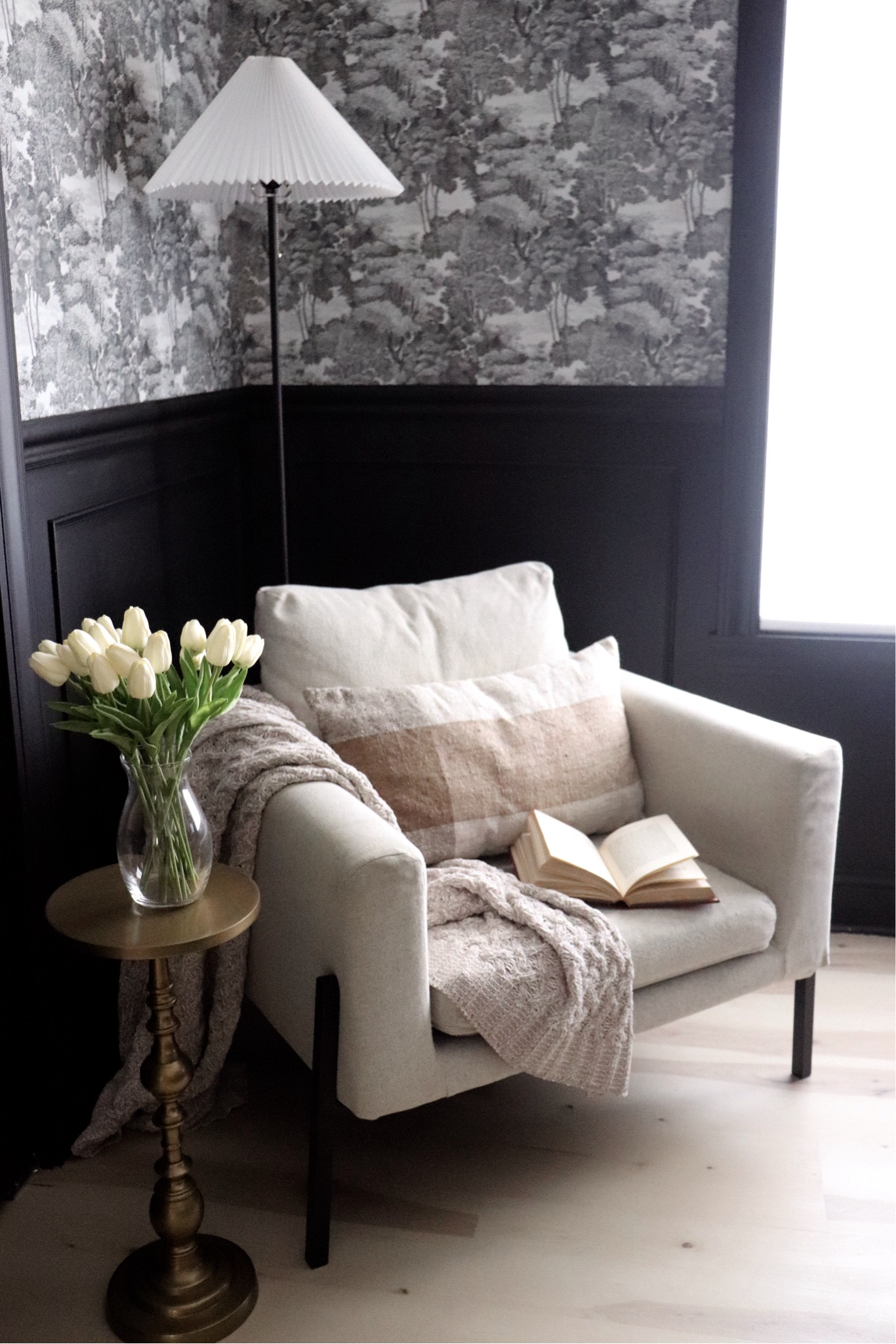 My forever favorite reading spot. 📖

Moody office decor. Modern arm chair. Accent chair. Vintage modern home decor. Gold accent table. Living room. Vintage home inspo. 

#LTKfindsunder100 #LTKfindsunder50 #LTKhome