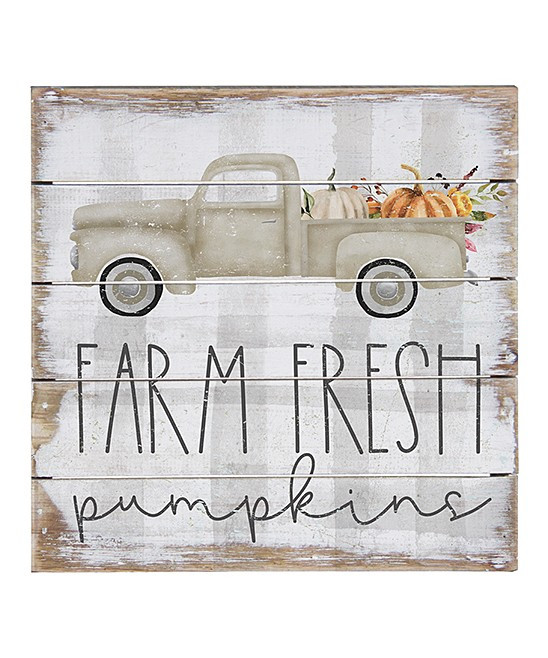 Sincere Surroundings Wall Art - White 'Farm Fresh Pumpkins' Truck Wall Sign | Zulily
