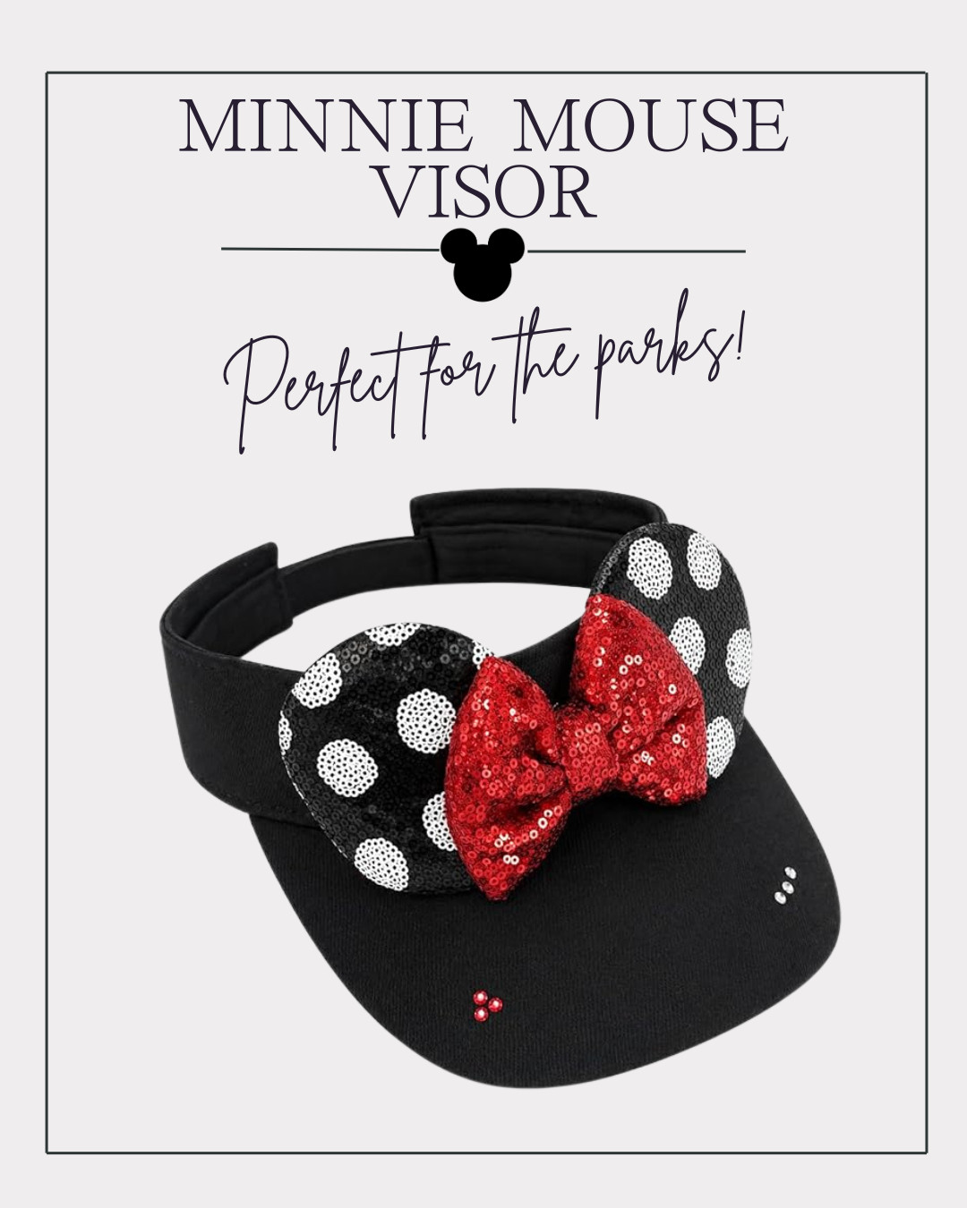 This Minnie ears visor is such a cute park day find! It gives you a little shade, keeps your face cooler, and still has that fun Disney look without wearing a full pair of ears all day. Perfect for summer Disneyland days.
 

 #LTKdayinmylife #LTKActive #LTKTravel