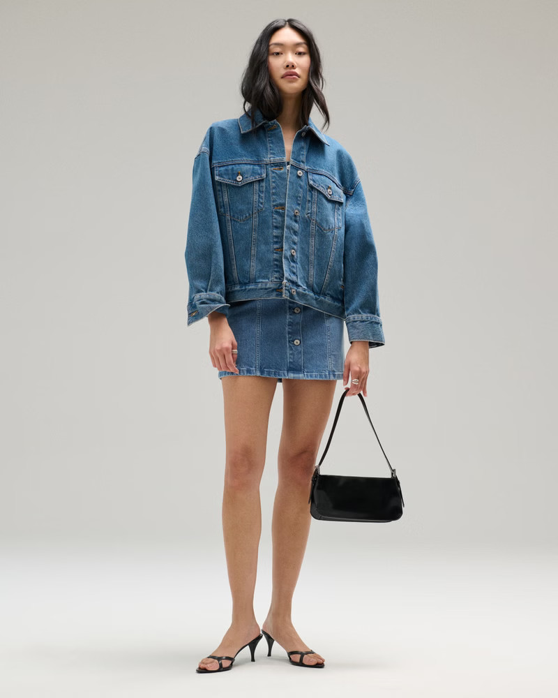 Women's Cropped Denim Trench Coat | Women's Clearance | Abercrombie.com | Abercrombie & Fitch (US)