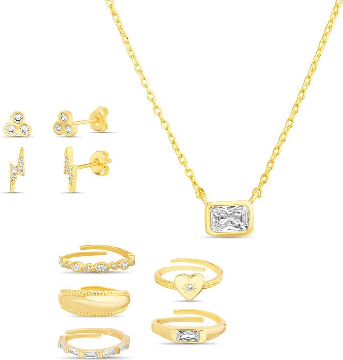 Paige Harper Set of 8 Rings, Stud Earrings & Necklace | Nordstromrack | Nordstrom Rack