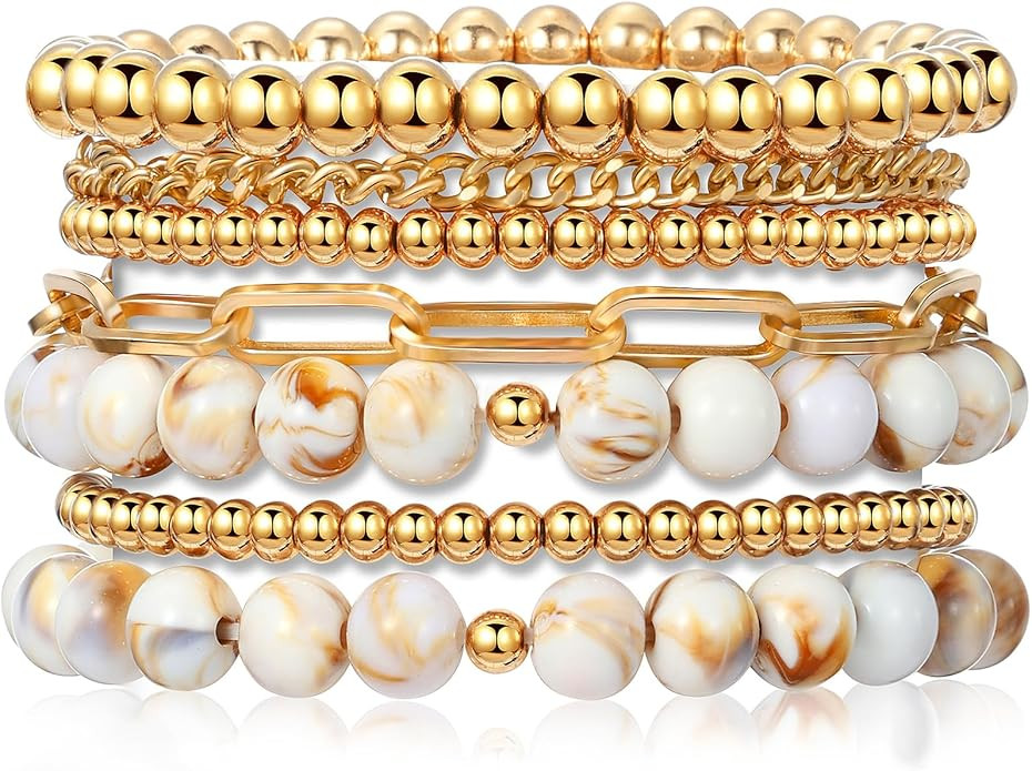 KISS WIFE Surfer Heishi Clay Beaded Bracelets for Women, Summer Beach Jewelry Bohemian Stackable ... | Amazon (US)