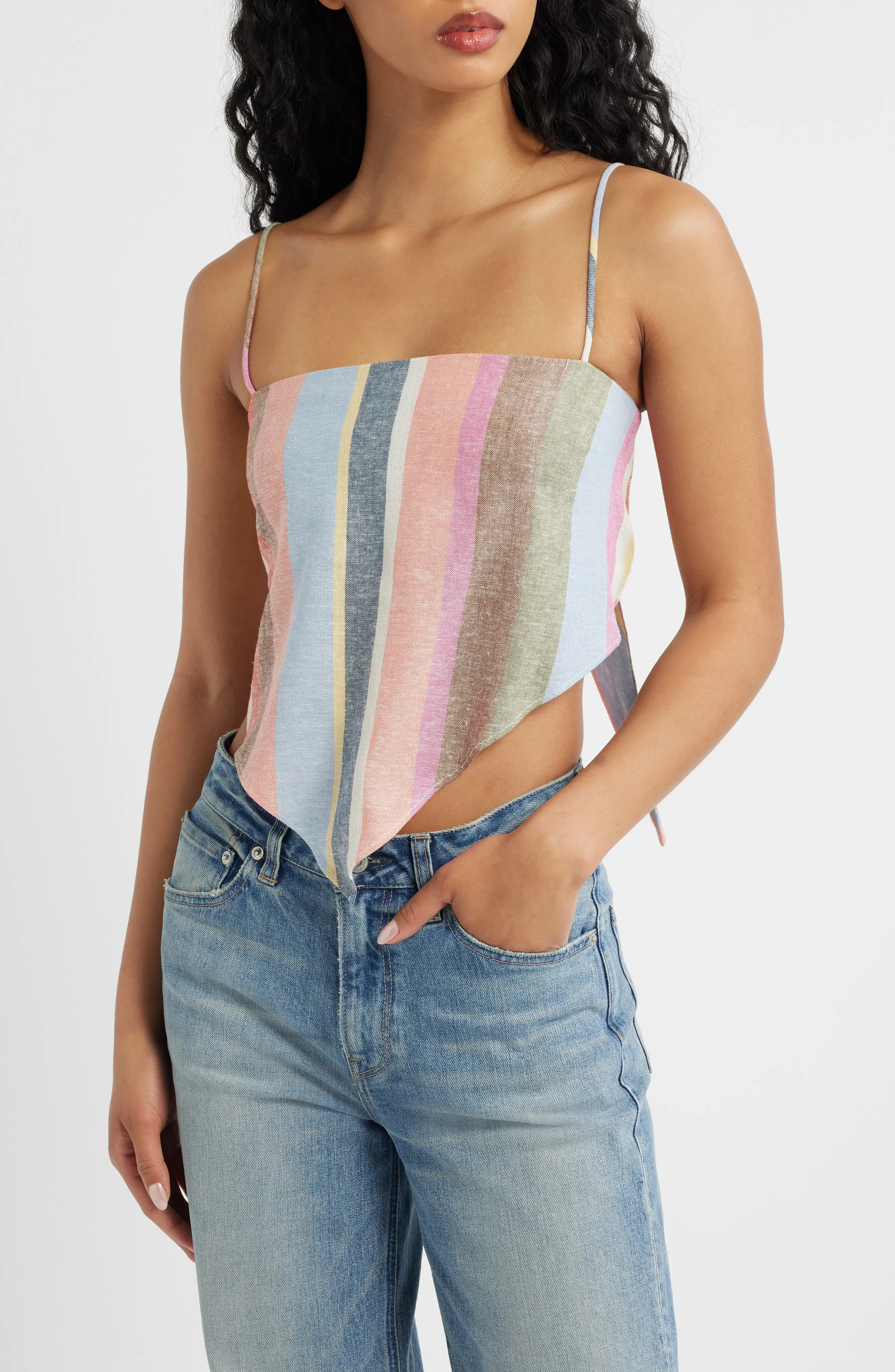 Rio Stripe Linen Blend Handkerchief Top (Women) | Nordstrom | Nordstrom