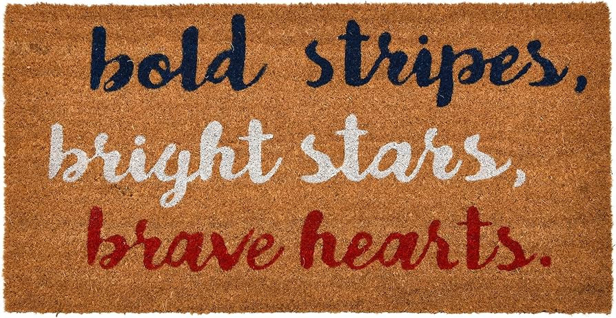 Creative Co-Op Coir Entry Doormat with Patriotic Message, Bold Stripes, Bright Stars, Brave Heart... | Amazon (US)