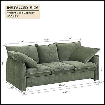 WILLIAMSPACE 81" Sectional Sofa Couch for Living Room, Modern Upholstered 3 Seater Sofa Comfy Cou... | Amazon (US)