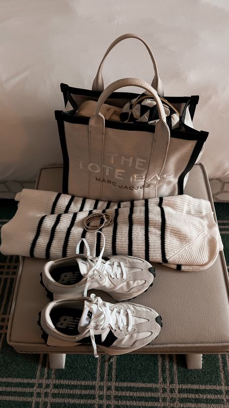 Travel day flat lay / The Tote Bag / striped sweater / new balance / Christmas gift idea / Neutral fall outfit 

#LTKtravel #LTKfindsunder100 #LTKstyletip