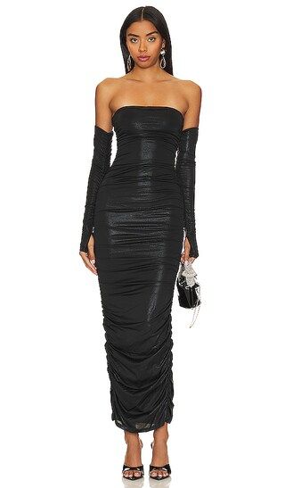 Maddy Ruched Gown in Black | Revolve Clothing (Global)