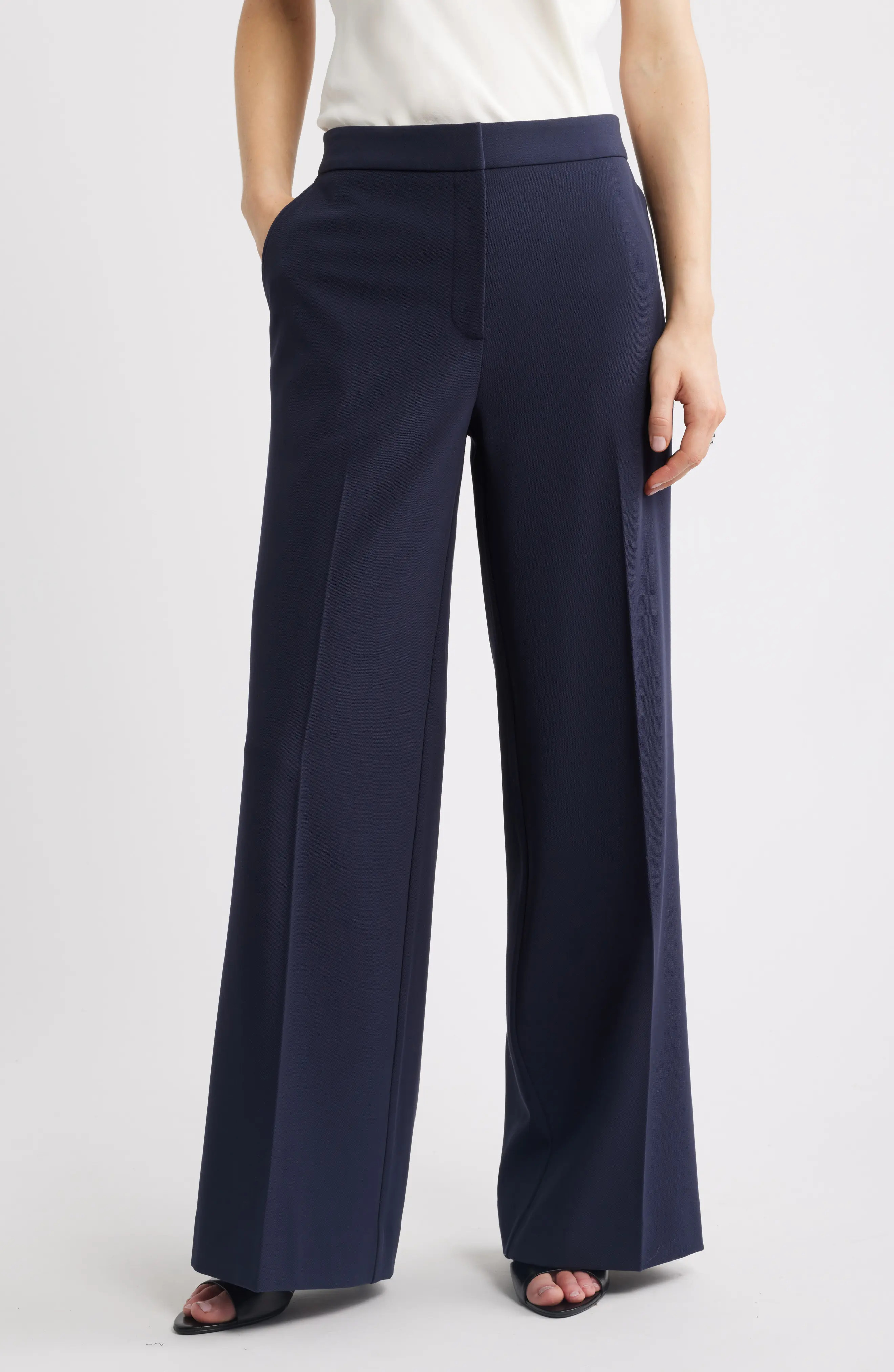 Nordstrom The Lennox Wide Leg Trousers in Grey Ebony at Nordstrom, Size 2 | Nordstrom