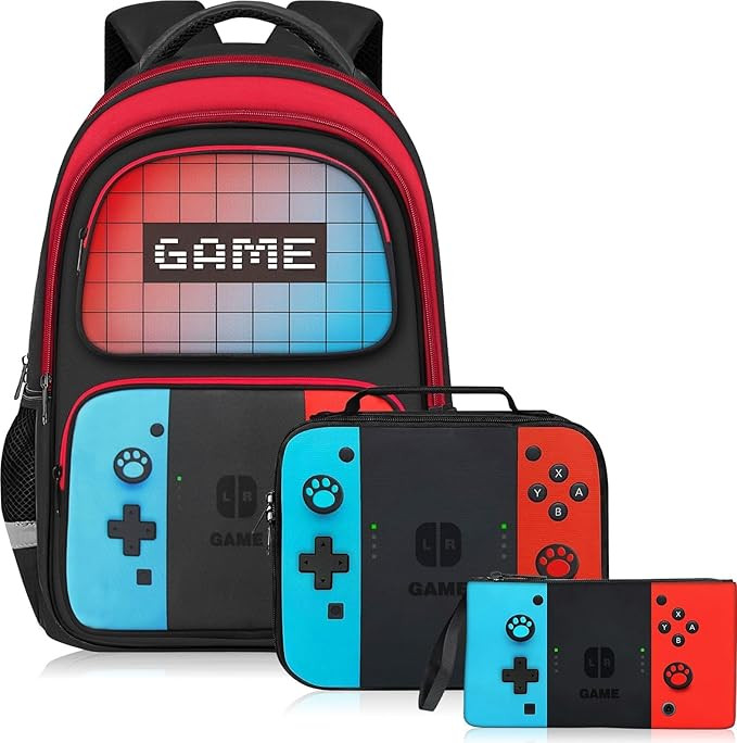 TILYTADLY School Backpack for Boys - 3pcs Gamer Boys Backpack with Lunch Box and Pencil Case for ... | Amazon (US)