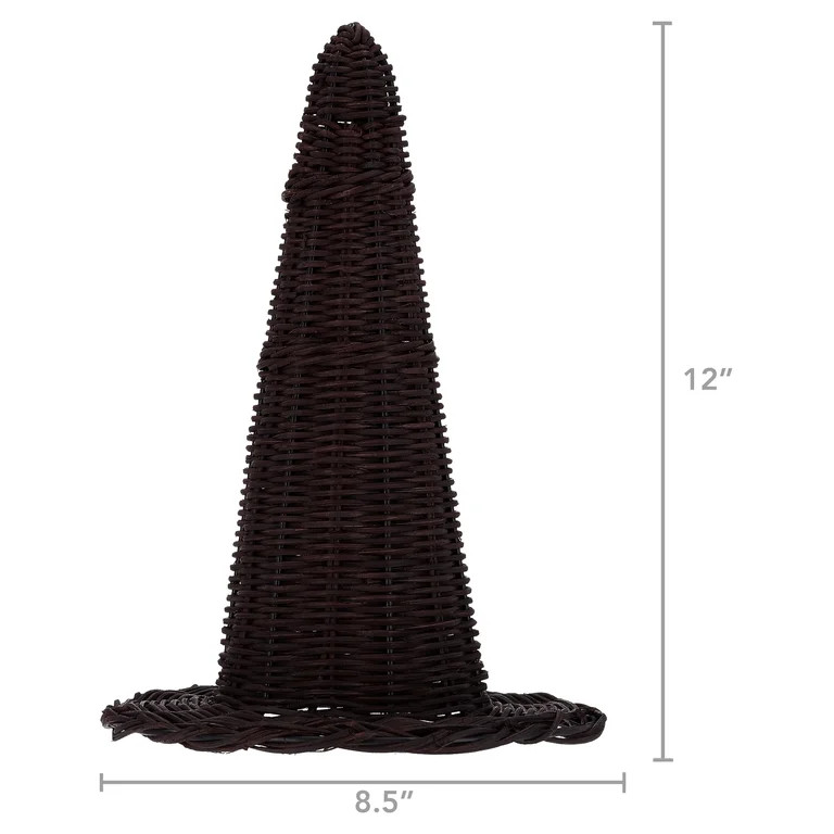 My Texas House Halloween Rattan Witch Hat Tabletop Decoration, Black, 11.6" | Walmart (US)