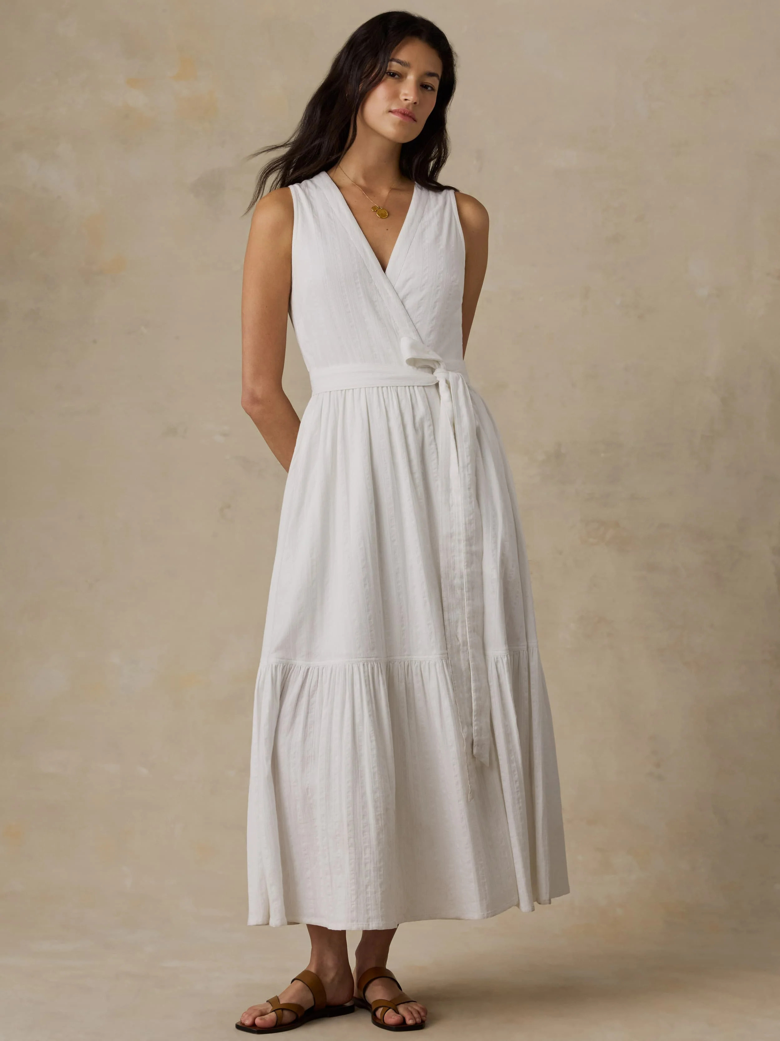 Dune Cotton Gauze Wrap Dress - White | Faherty