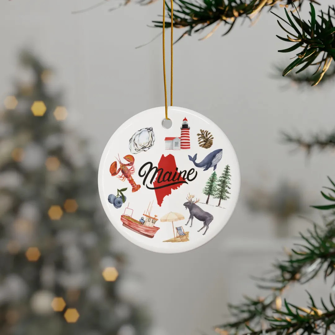 Maine Christmas Ornament, 2-side Print, (1pc, 3pcs, 5pcs, 10pcs) - Etsy | Etsy (US)