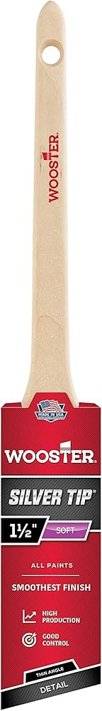 Wooster Brush Company 5224 2 Tip Thin Angle Sash, 1-1/2-Inch, 1.5 Inch, White,Silver | Amazon (US)