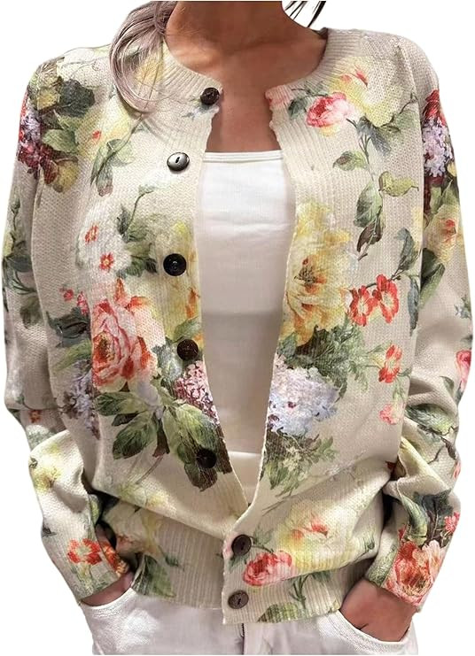 SOLY HUX Women's Floral Cardigan Sweater Button Down Long Sleeve Vintage Boho Trendy Cardigans | Amazon (US)