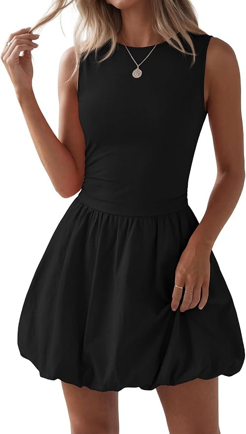 KIRUNDO Summer Bubble Dress for Women 2026 Casual Mini Spring Bodycon Cocktail Dresses Sleeveless... | Amazon (US)