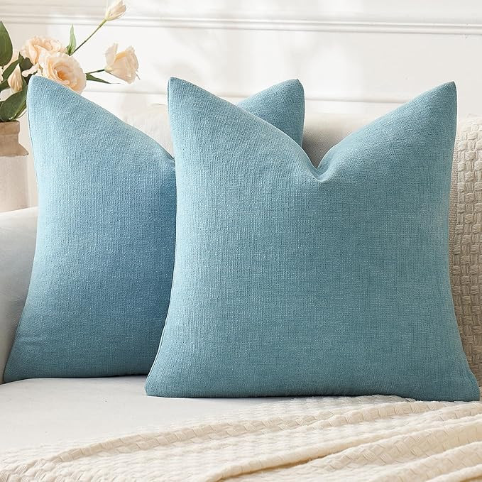 MIULEE Smoke Blue Couch Pillow Covers 18x18 Inch, Set of 2 Soft Chenille Decorative Square Throw ... | Amazon (US)