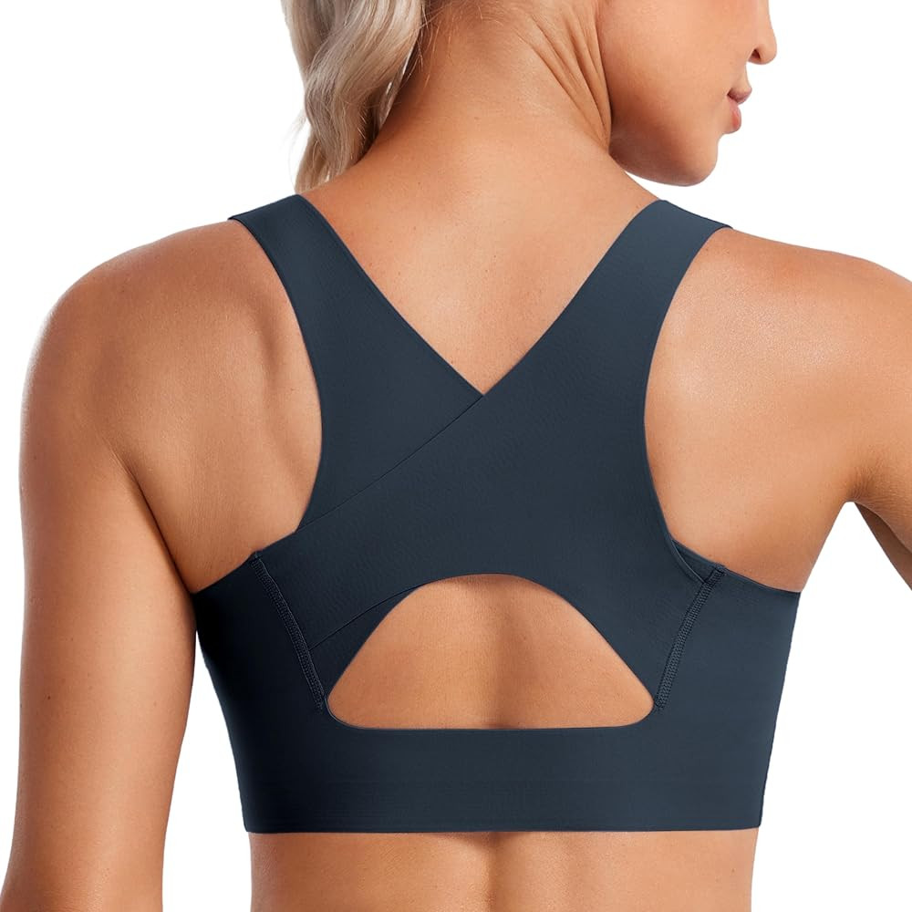 CRZ YOGA Womens Flex Sculpt Racerback Sports Bra - U Neck Medium Impact Padded Wireless Workout G... | Amazon (US)
