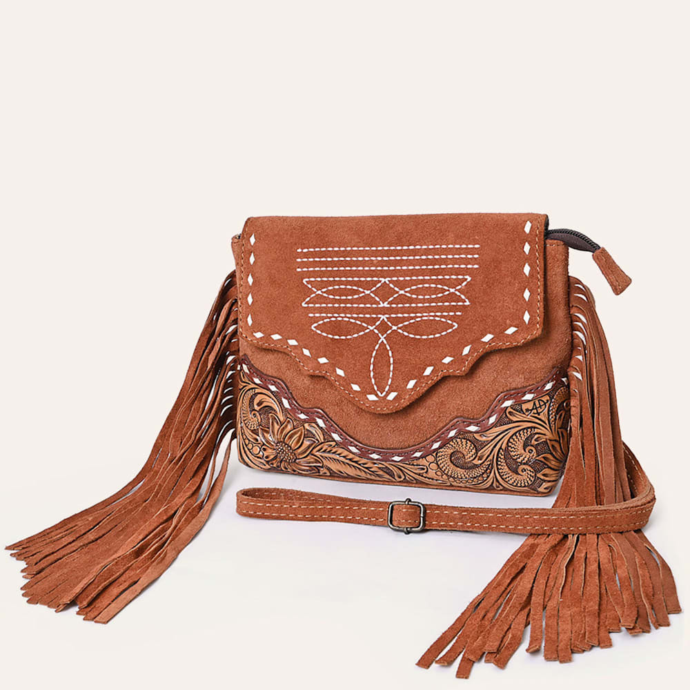 American Darling Boot Stitch Fringe Tooled Crossbody Bag | Cavender's