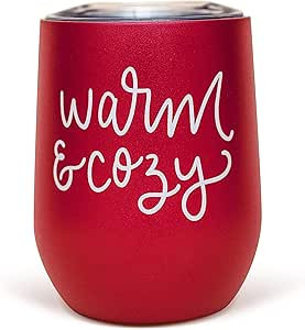 Sweet Water Decor Warm and Cozy Metal Wine Tumbler | 12oz Stainless Steel Insulated Stemless Wine... | Amazon (US)