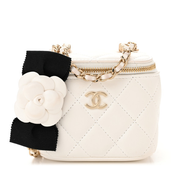 CHANEL Lambskin Quilted My Chanel Lady Vanity Case With Chain White | FASHIONPHILE (US)
