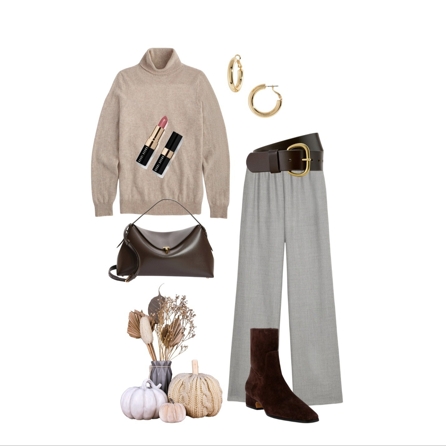 Great fall work wear look pairs and ran turtleneck with gray trousers. The chocolate brown boots, belt and handbag add the needed contrast. Simple chic!

#LTKSeasonal #LTKWorkwear #LTKOver40